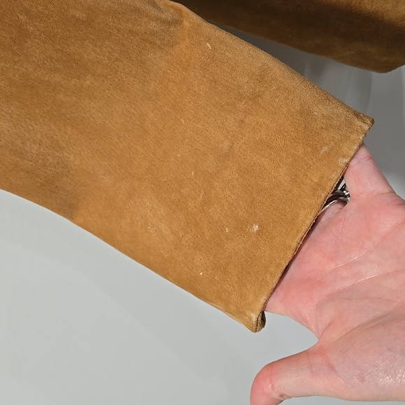 Retro 90's Guillaume Tan/Camel Suede Women's Blazer/Jacket With Paisley Lining - Picture 12 of 13